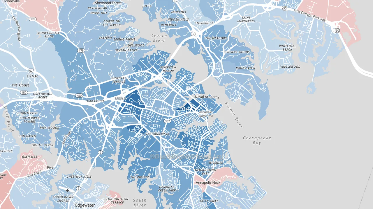 Annapolis, MD block-group political-lean map