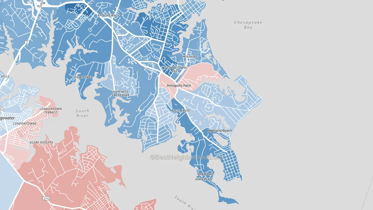Annapolis Neck, MD block-group political-lean map