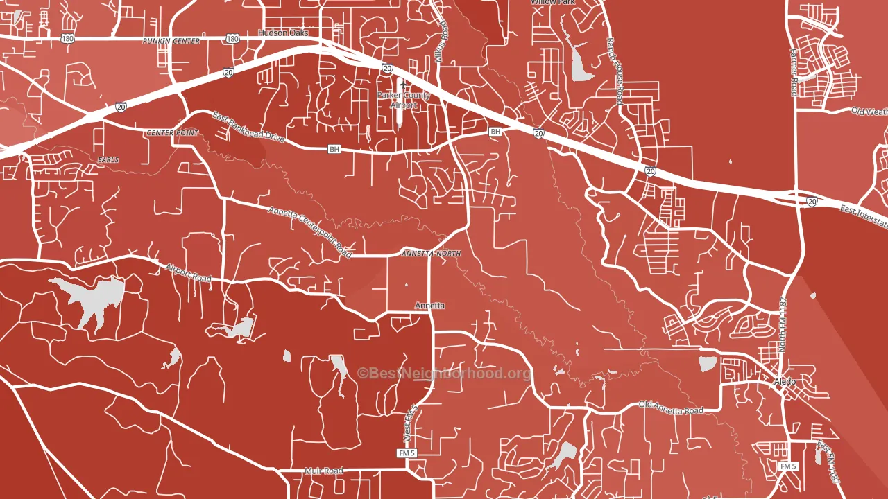 Annetta North, TX block-group political-lean map