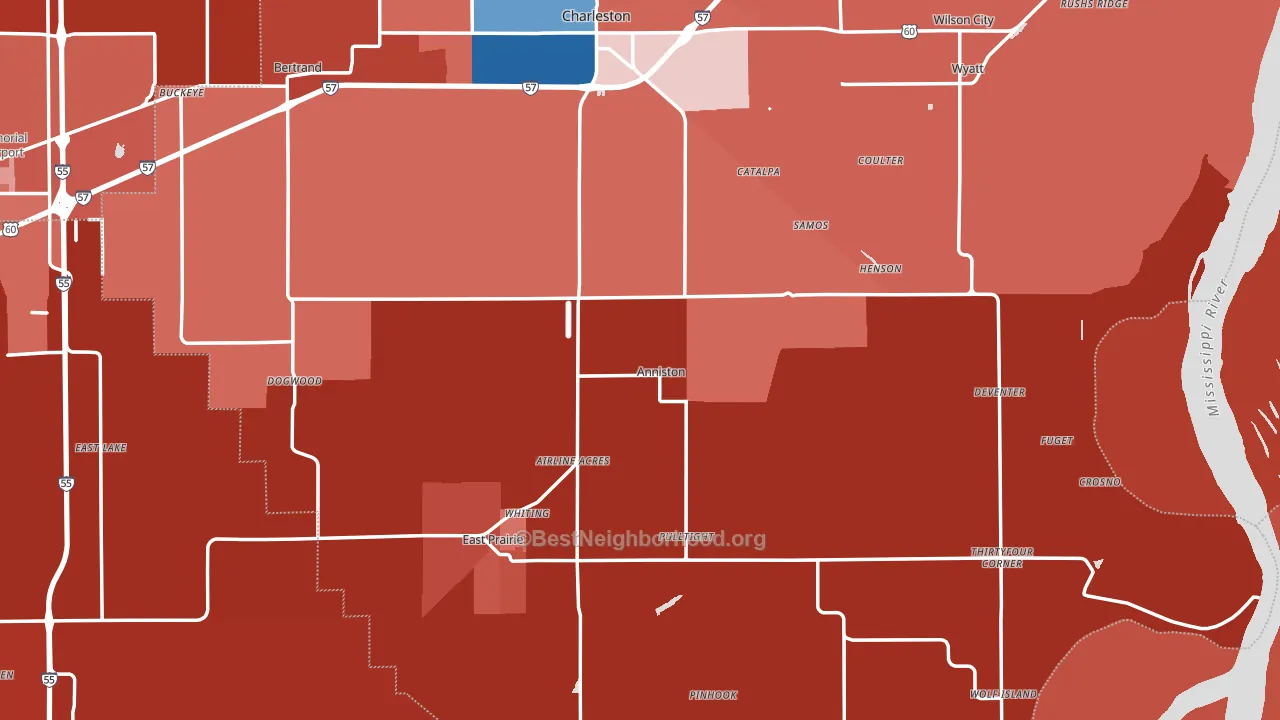 Anniston, MO block-group political-lean map