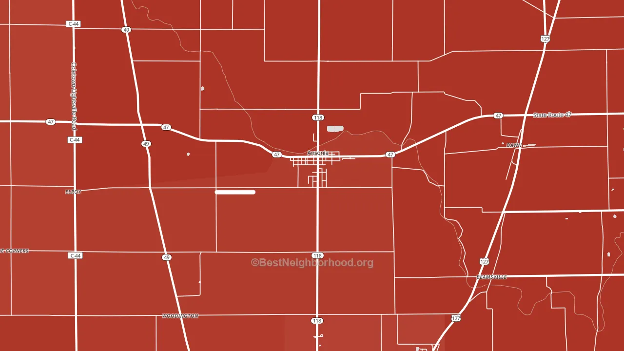 Ansonia, OH block-group political-lean map
