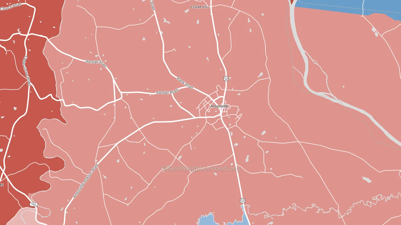 Ansonville, NC block-group political-lean map