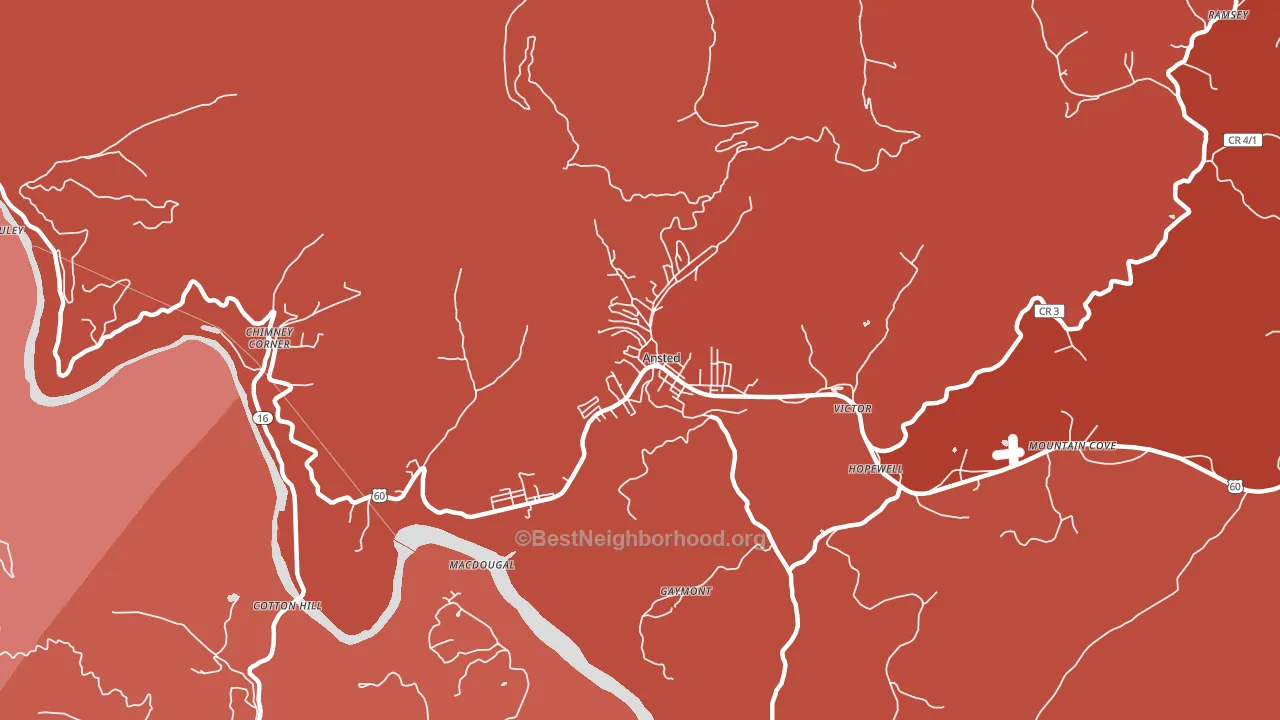 Ansted, WV block-group political-lean map