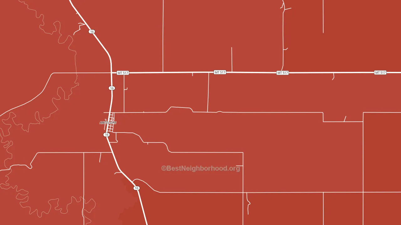 Antelope, MT block-group political-lean map