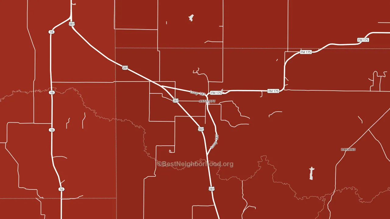 Antelope, TX block-group political-lean map