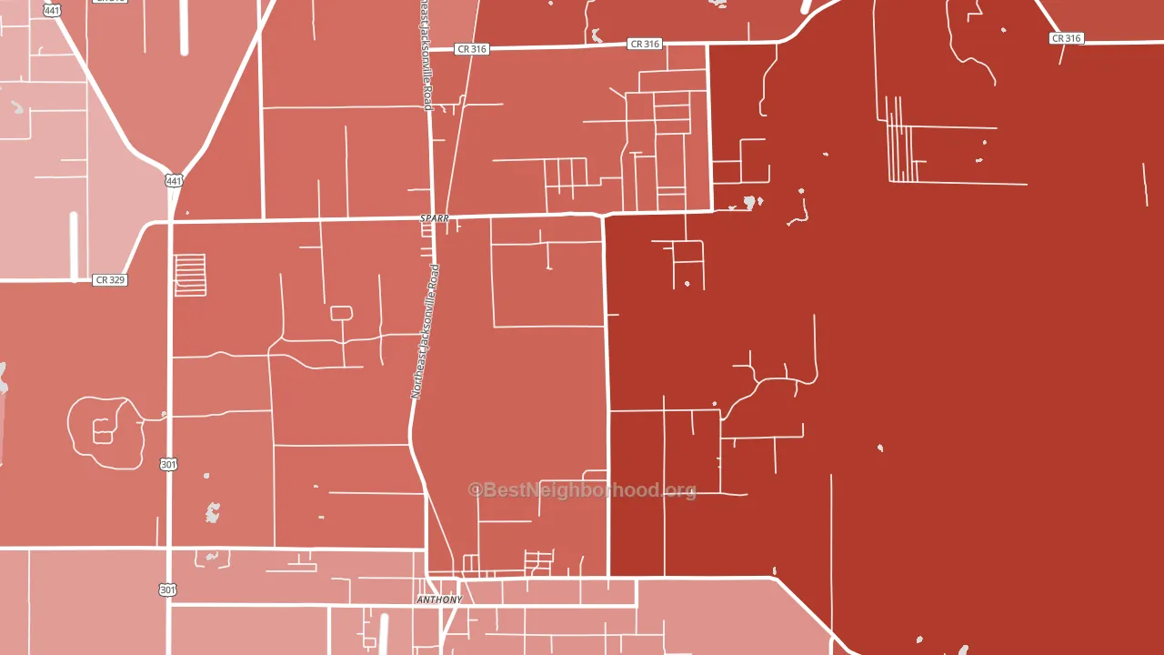 Anthony, FL block-group political-lean map