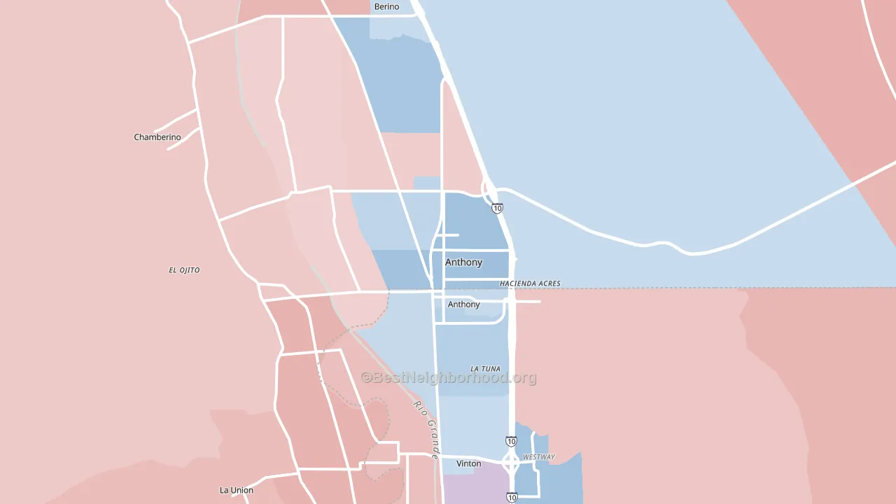 Anthony, NM block-group political-lean map