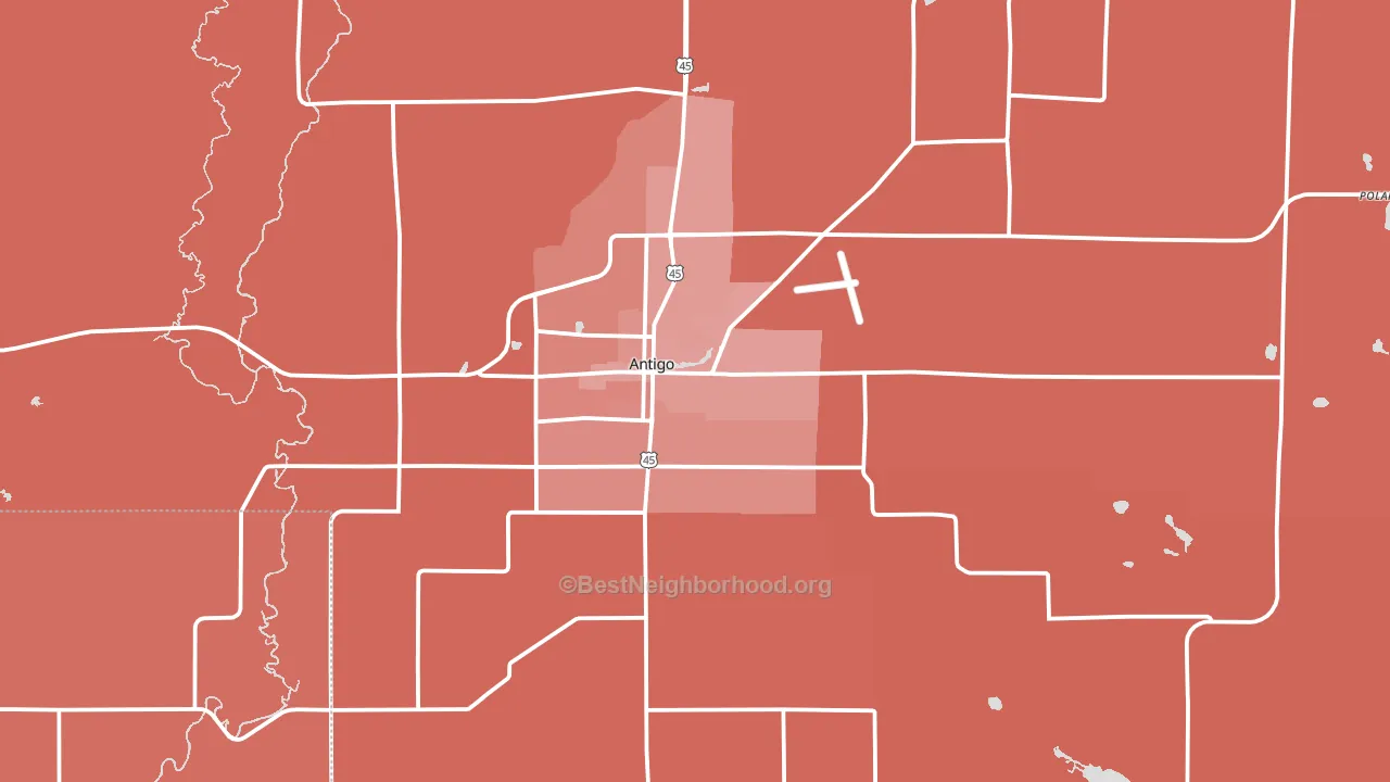 Antigo, WI block-group political-lean map