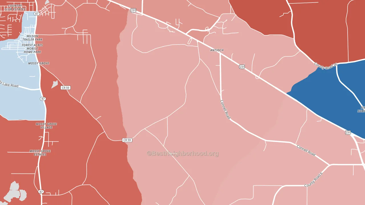 Antioch, AL block-group political-lean map