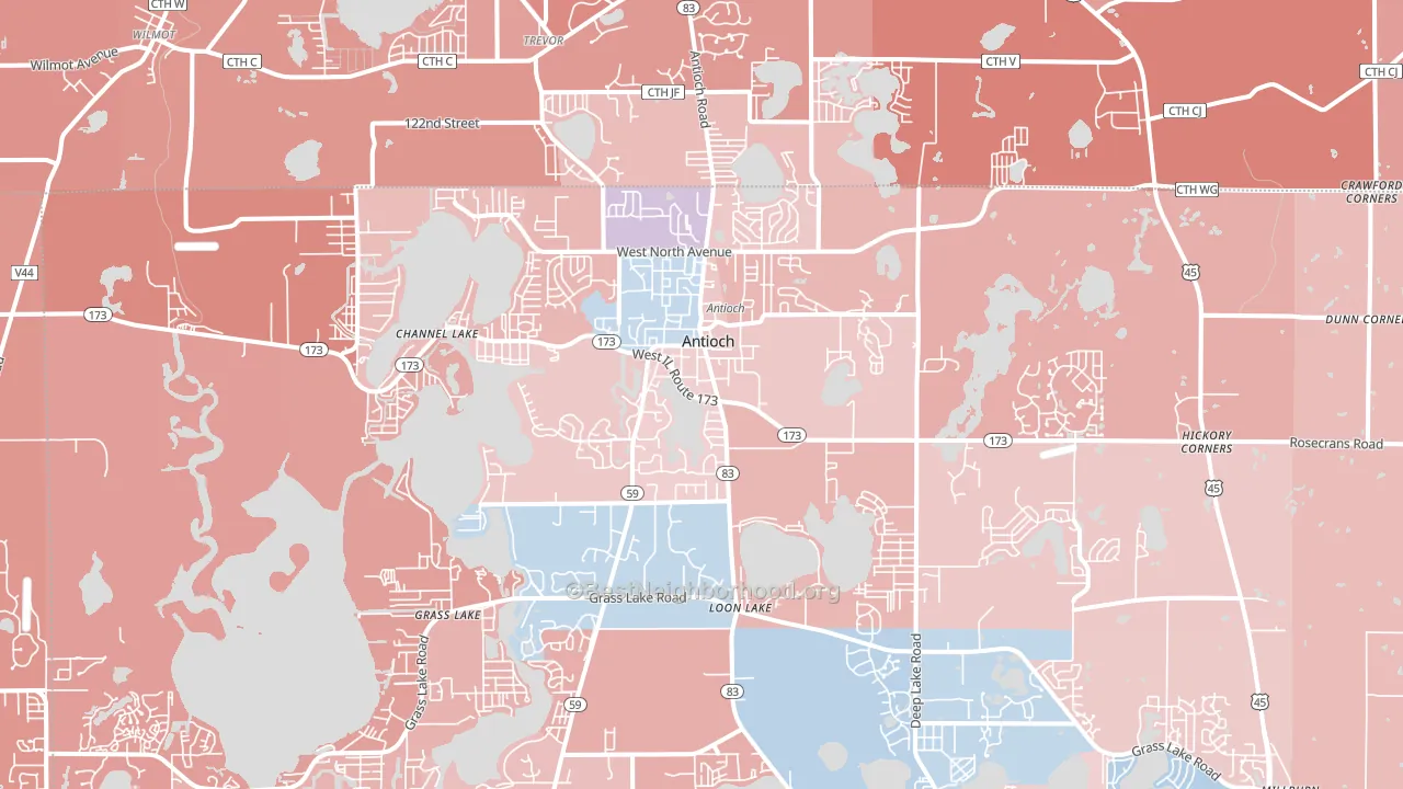 Antioch, IL block-group political-lean map