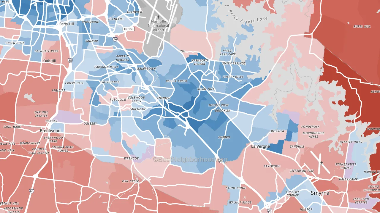 Antioch, TN block-group political-lean map