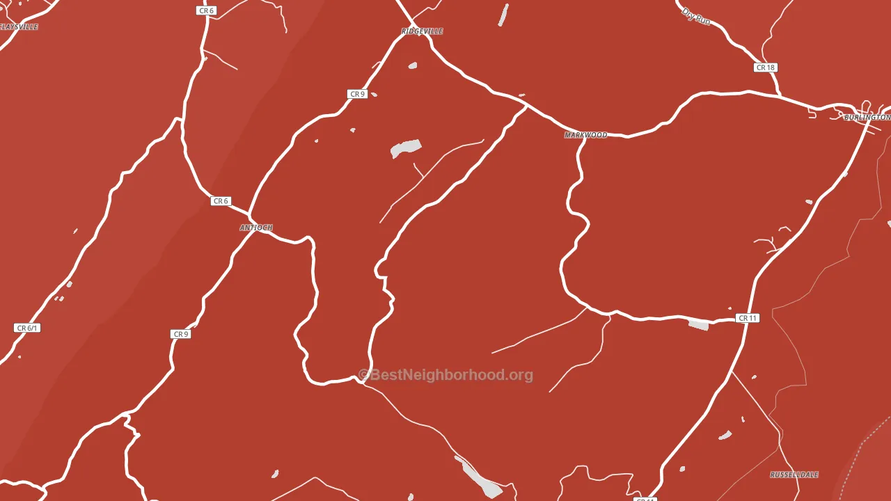 Antioch, WV block-group political-lean map