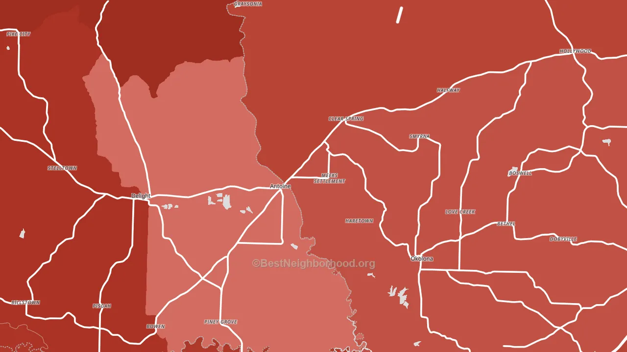 Antoine, AR block-group political-lean map