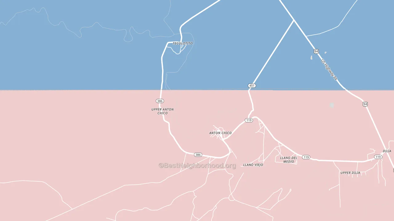 Anton Chico, NM block-group political-lean map