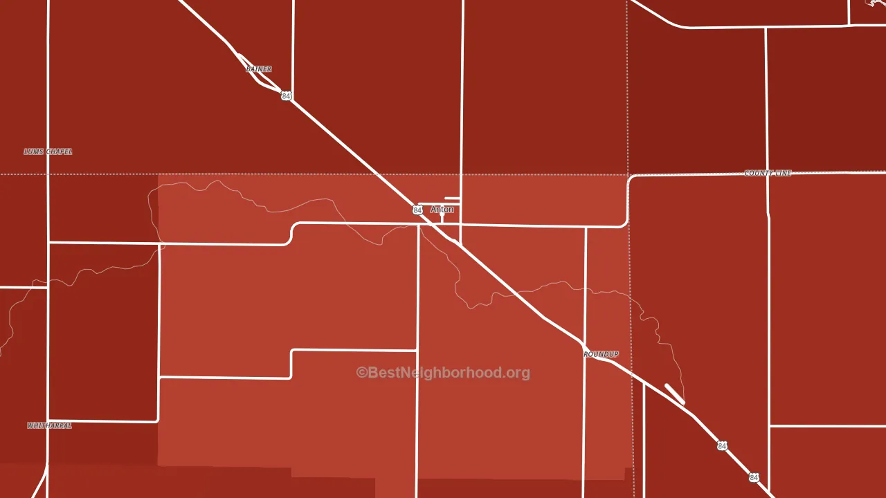 Anton, TX block-group political-lean map