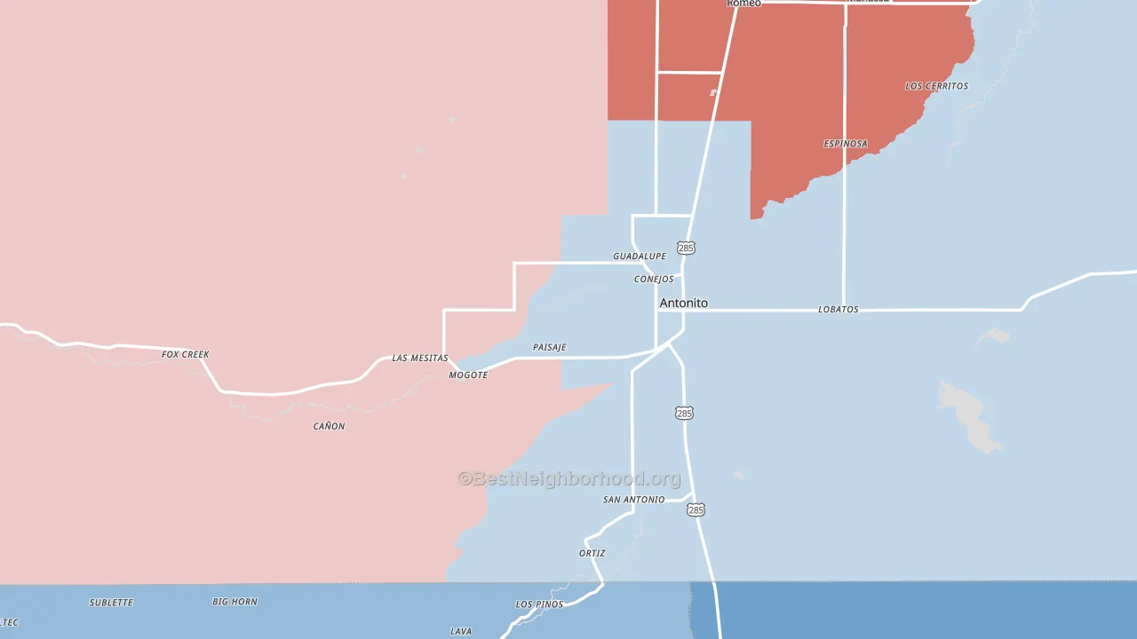 Antonito, CO block-group political-lean map