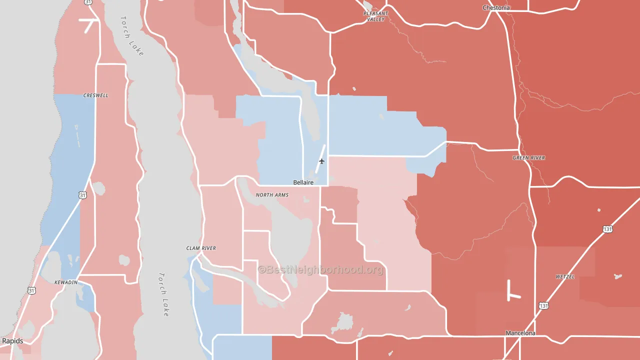 Antrim County, MI block-group political-lean map