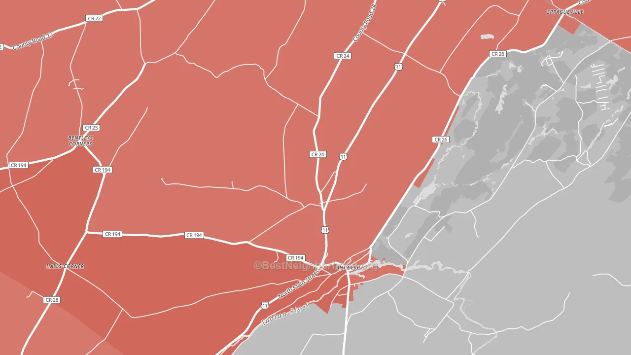 Antwerp, NY block-group political-lean map