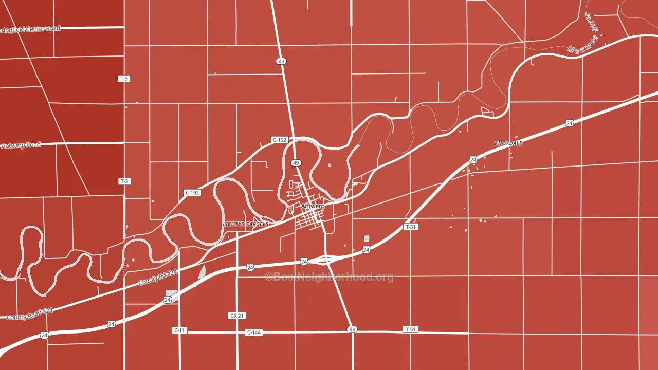 Antwerp, OH block-group political-lean map