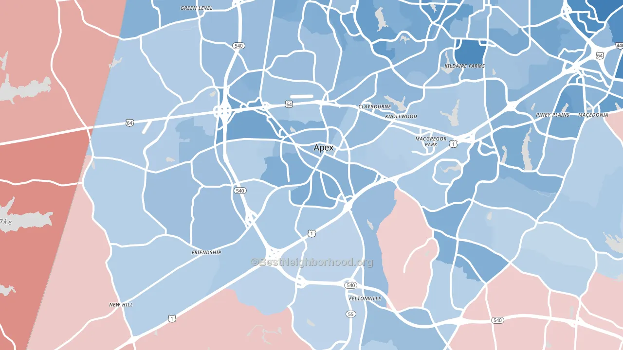 Apex, NC block-group political-lean map