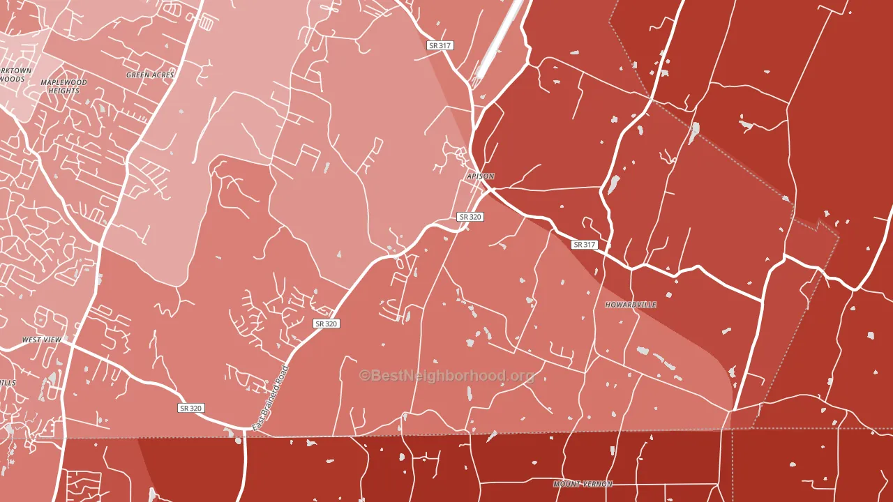 Apison, TN block-group political-lean map