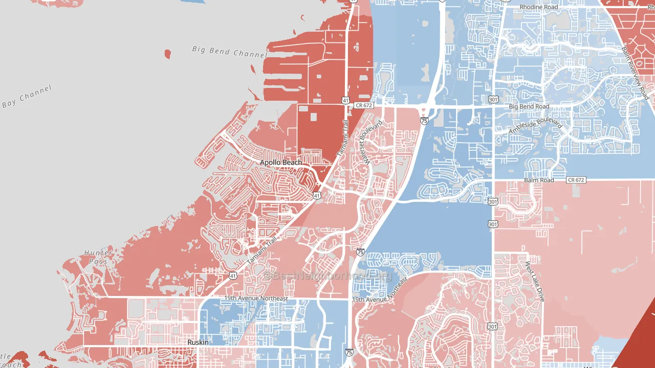 Apollo Beach, FL block-group political-lean map