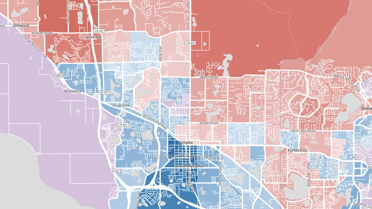 Apopka, FL block-group political-lean map