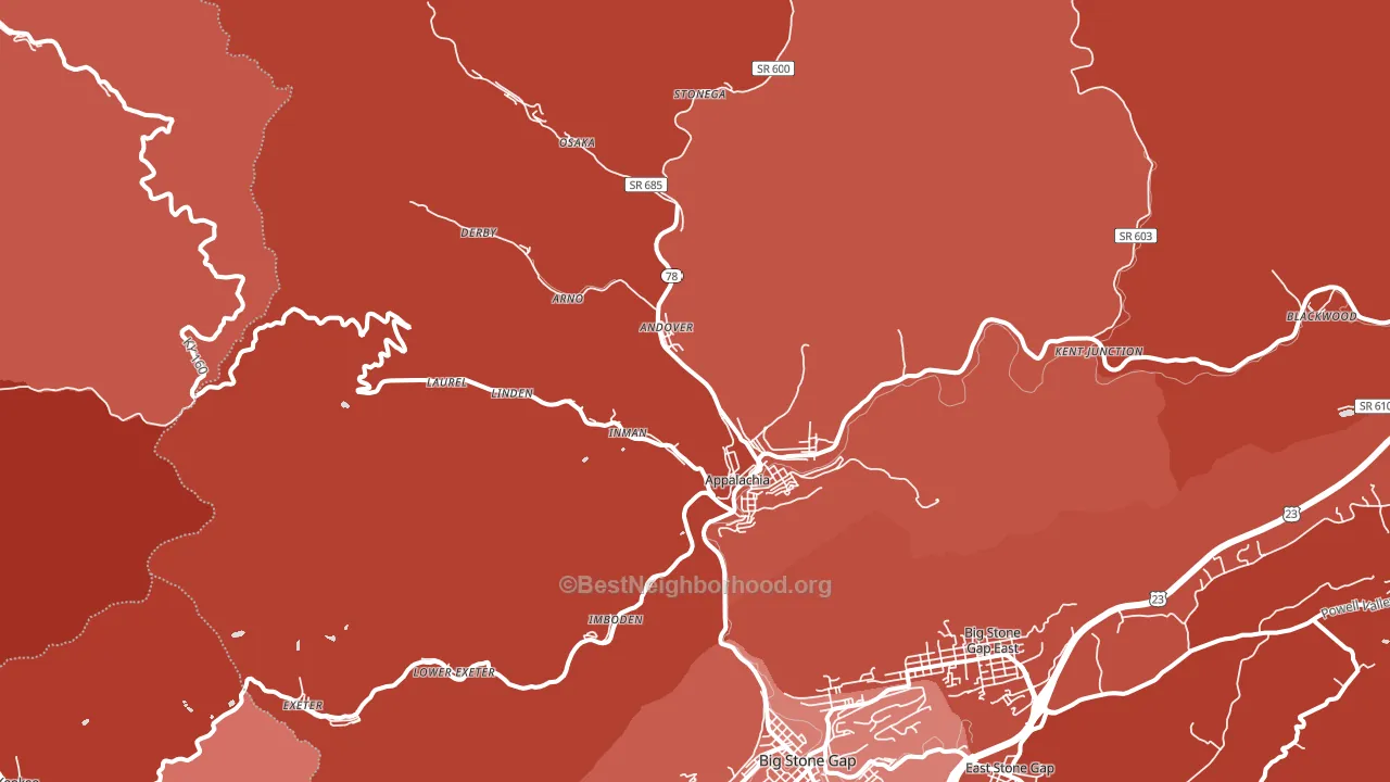 Appalachia, VA block-group political-lean map