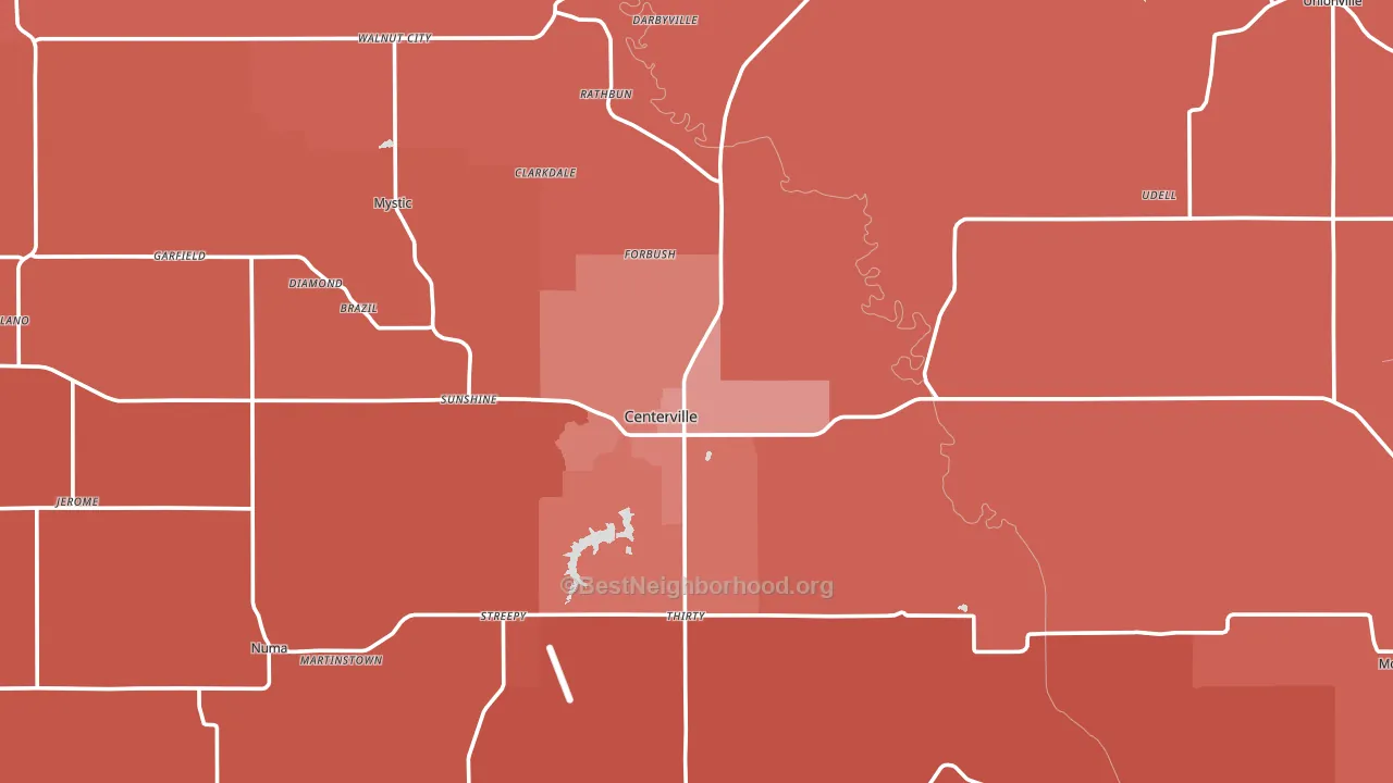 Appanoose County, IA block-group political-lean map