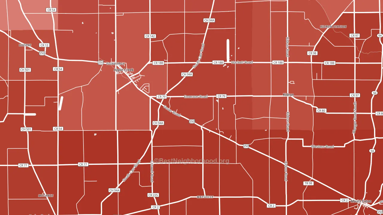 Apple Creek, OH block-group political-lean map