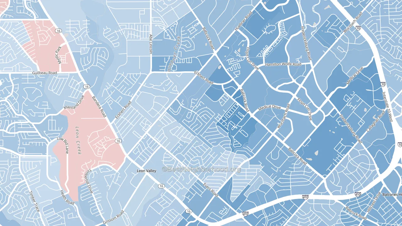 Apple Creek, San Antonio, TX block-group political-lean map