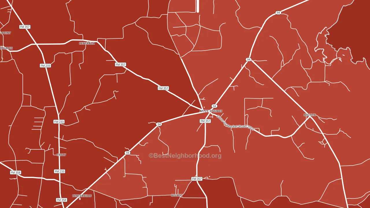 Apple Springs, TX block-group political-lean map