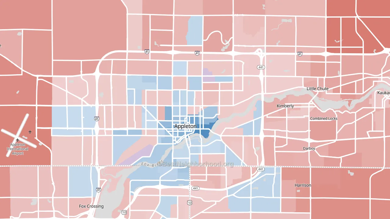 Appleton, WI block-group political-lean map