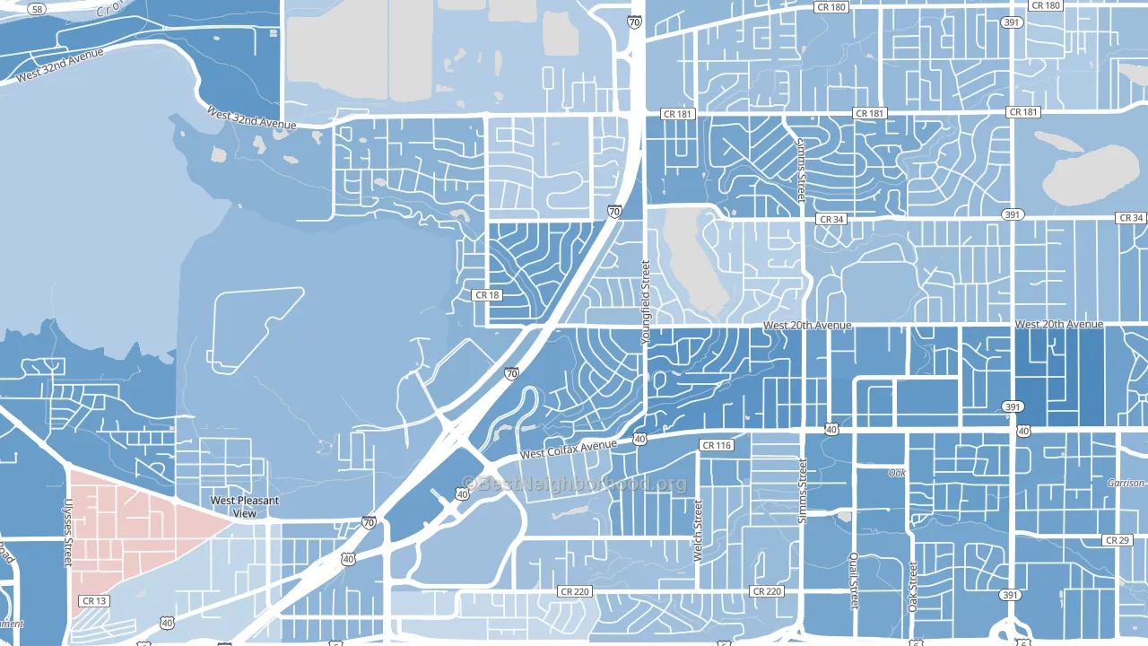 Applewood, CO block-group political-lean map