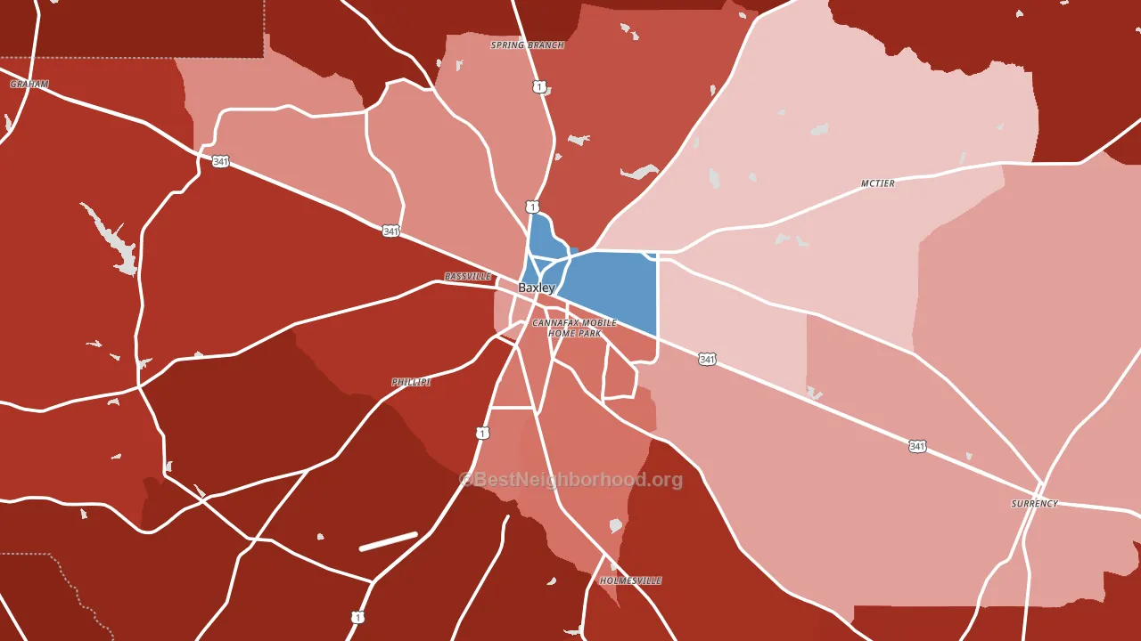 Appling County, GA block-group political-lean map