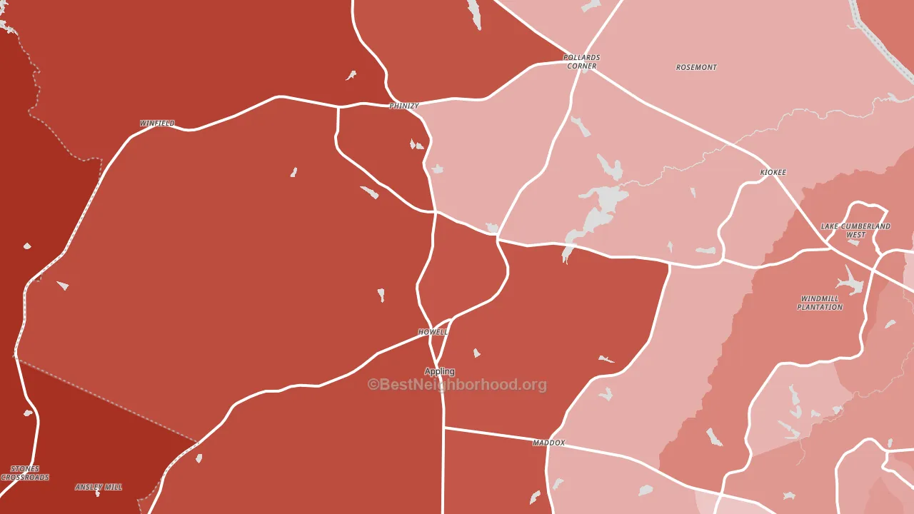 Appling, GA block-group political-lean map