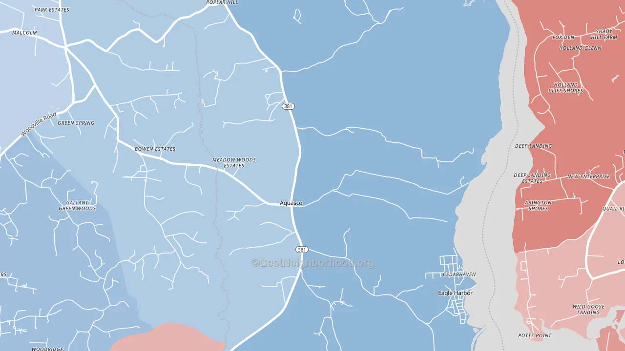 Aquasco, MD block-group political-lean map