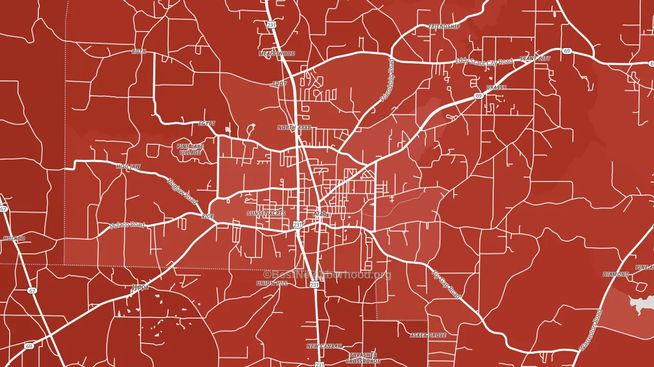 Arab, AL block-group political-lean map