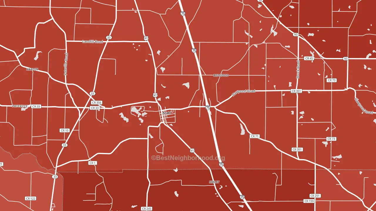 Arabi, GA block-group political-lean map