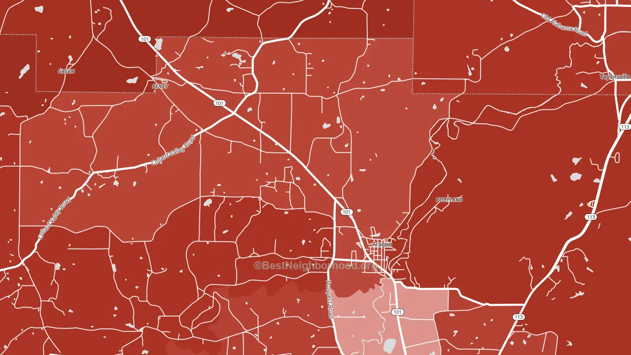 Aragon, GA block-group political-lean map