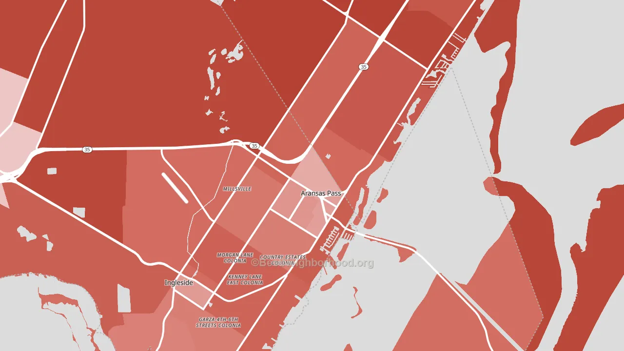 Aransas Pass, TX block-group political-lean map
