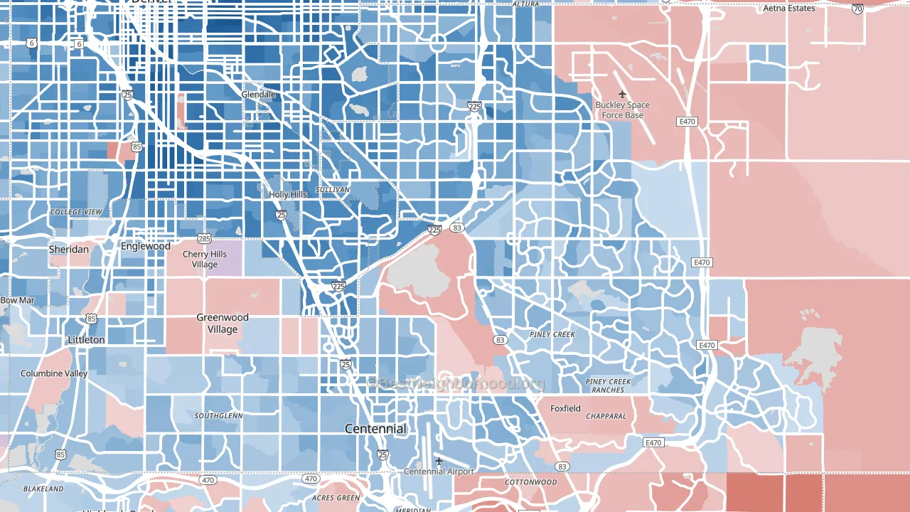 Arapahoe County, CO block-group political-lean map