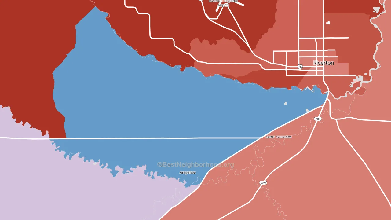 Arapahoe, WY block-group political-lean map