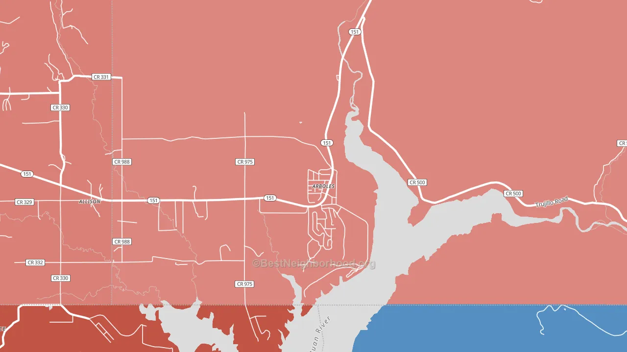 Arboles, CO block-group political-lean map