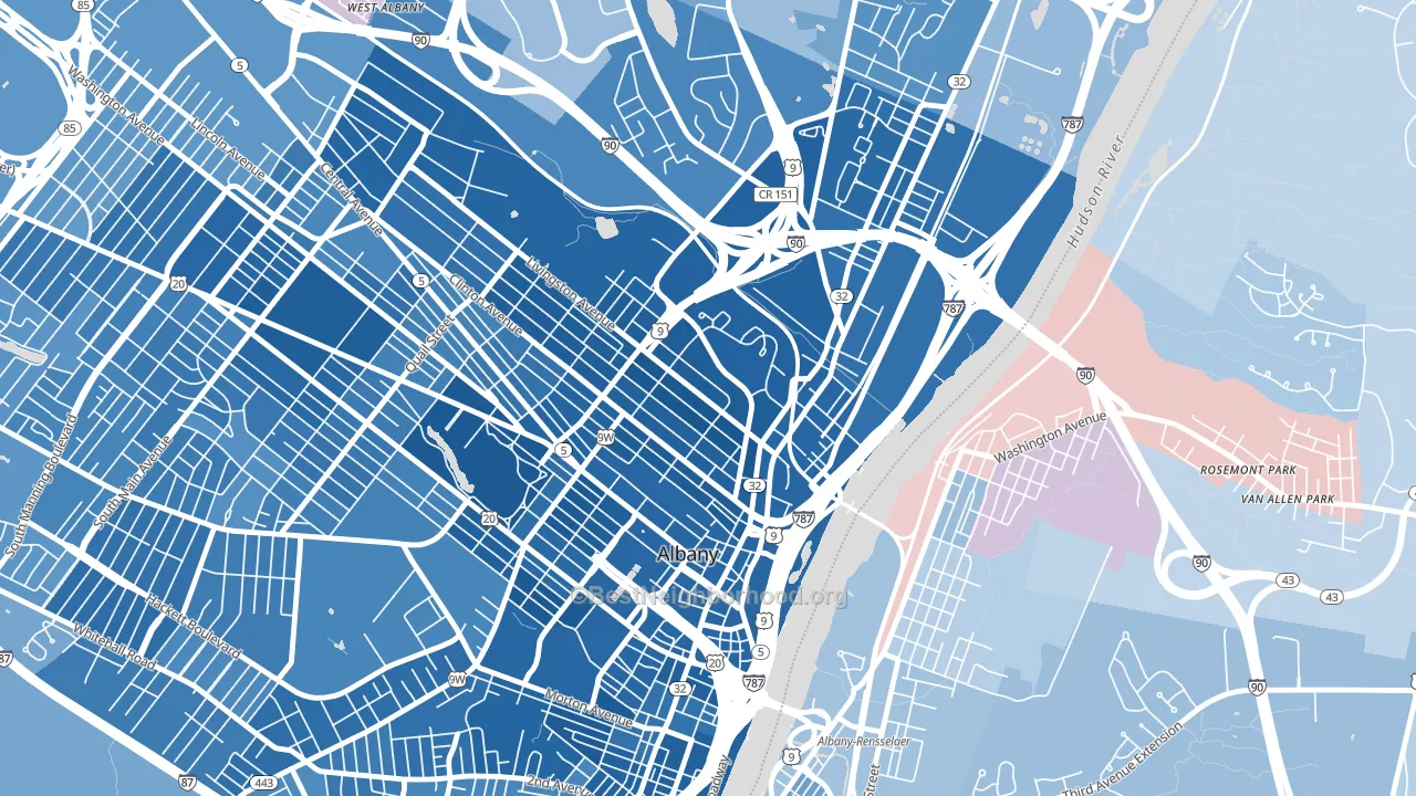 Arbor Hill, Albany, NY block-group political-lean map
