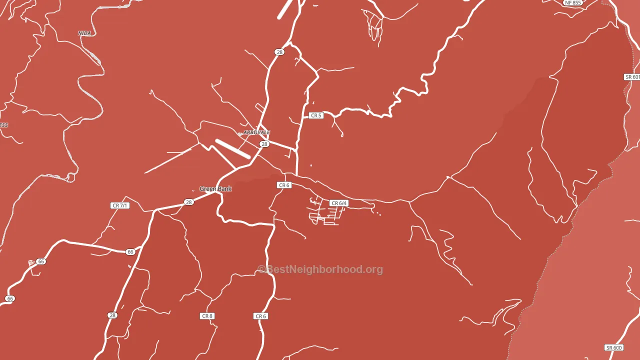 Arbovale, WV block-group political-lean map