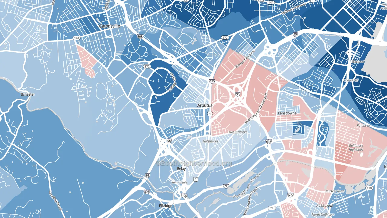 Arbutus, MD block-group political-lean map