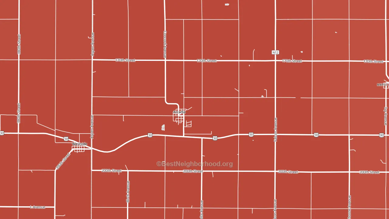 Arcadia, IA block-group political-lean map