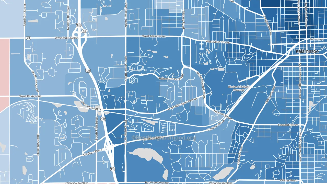 Arcadia, Kalamazoo, MI block-group political-lean map