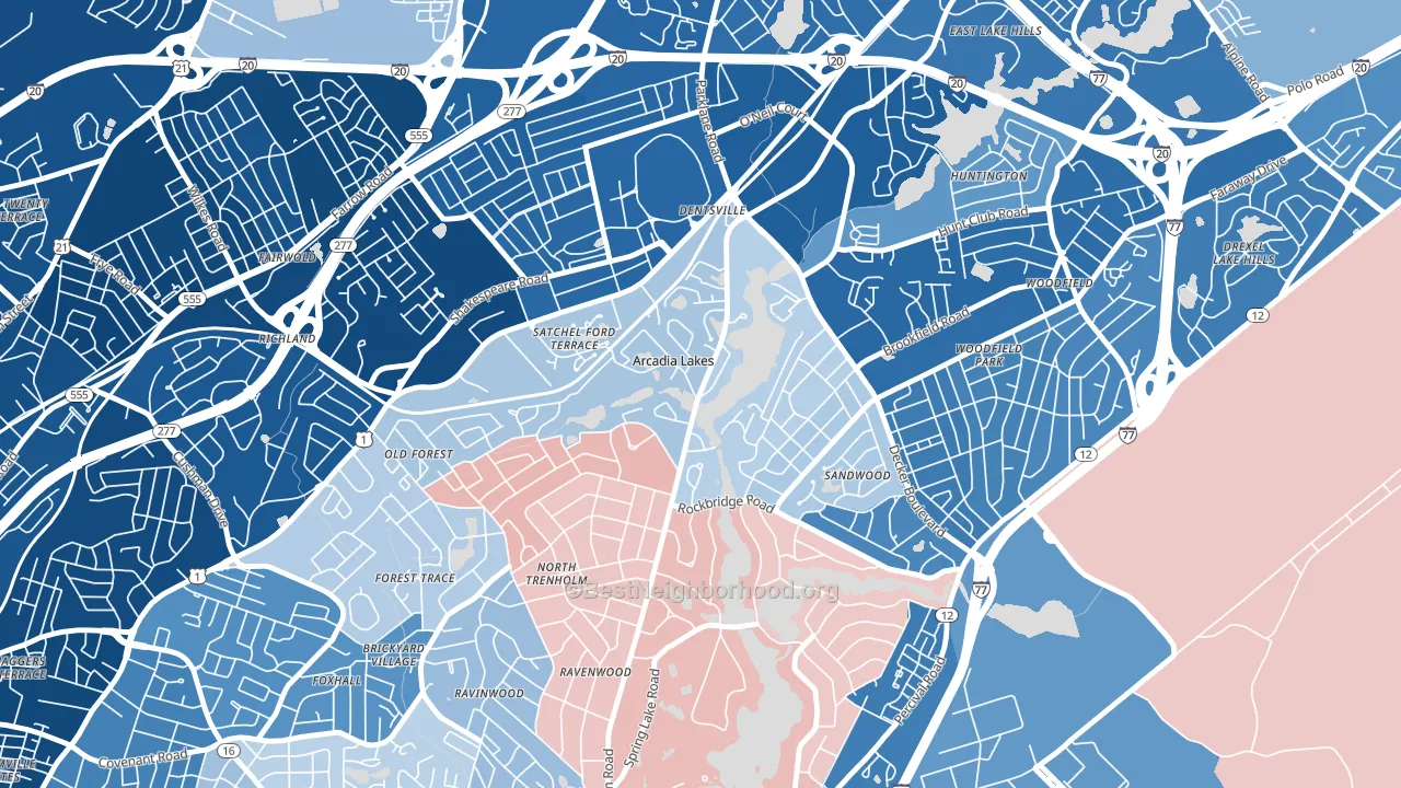 Arcadia Lakes, SC block-group political-lean map